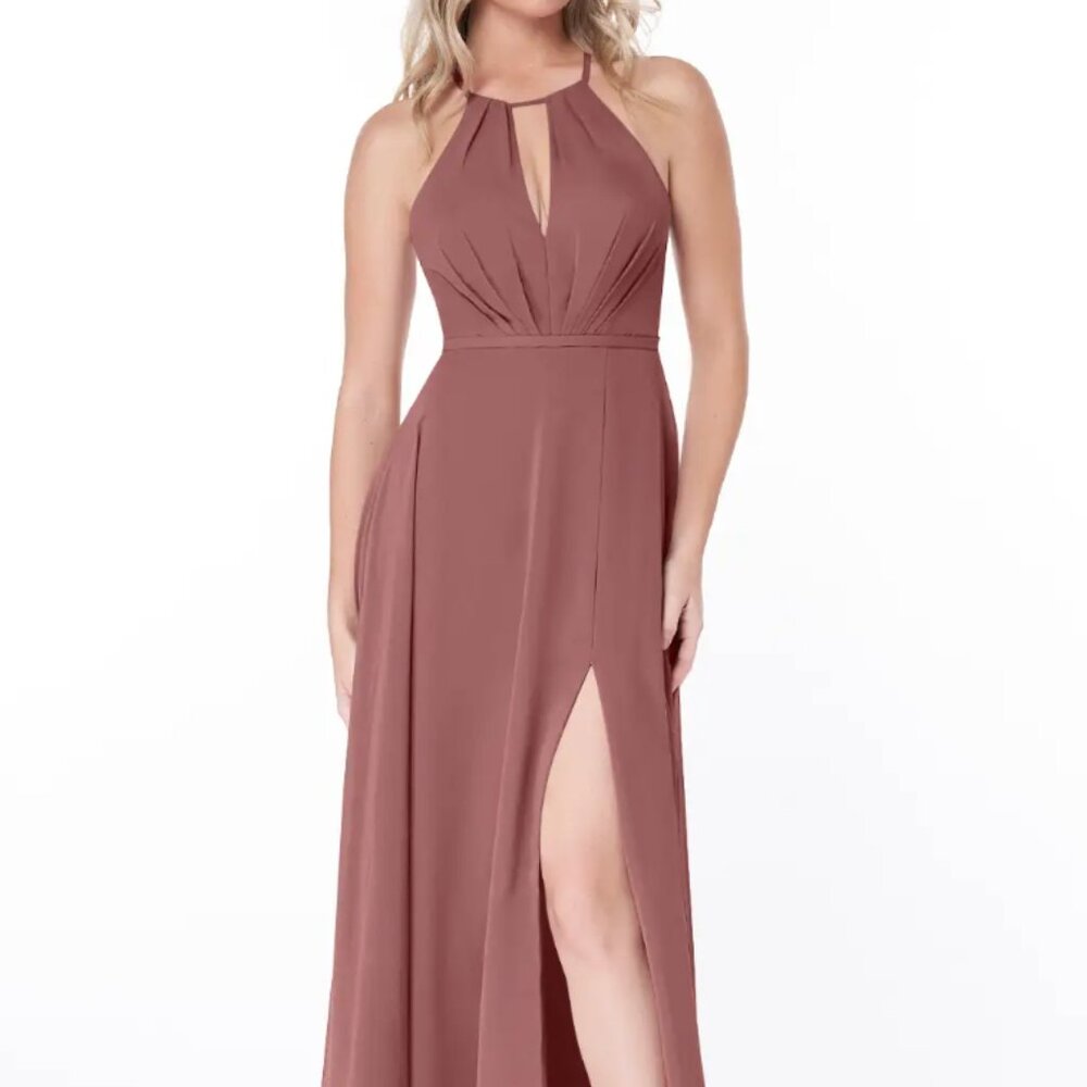 Azazie Evalleen Full Length Dress in Desert Rose